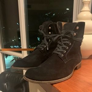 John Varvatos Collection Black Suede Work Boots 10